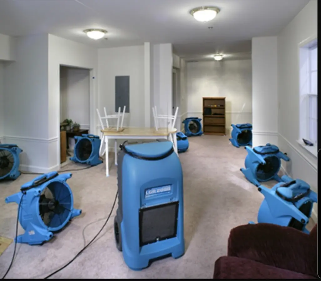 Air movers and dehumidifier setup for Water Extraction & Removal in Bonne Terre